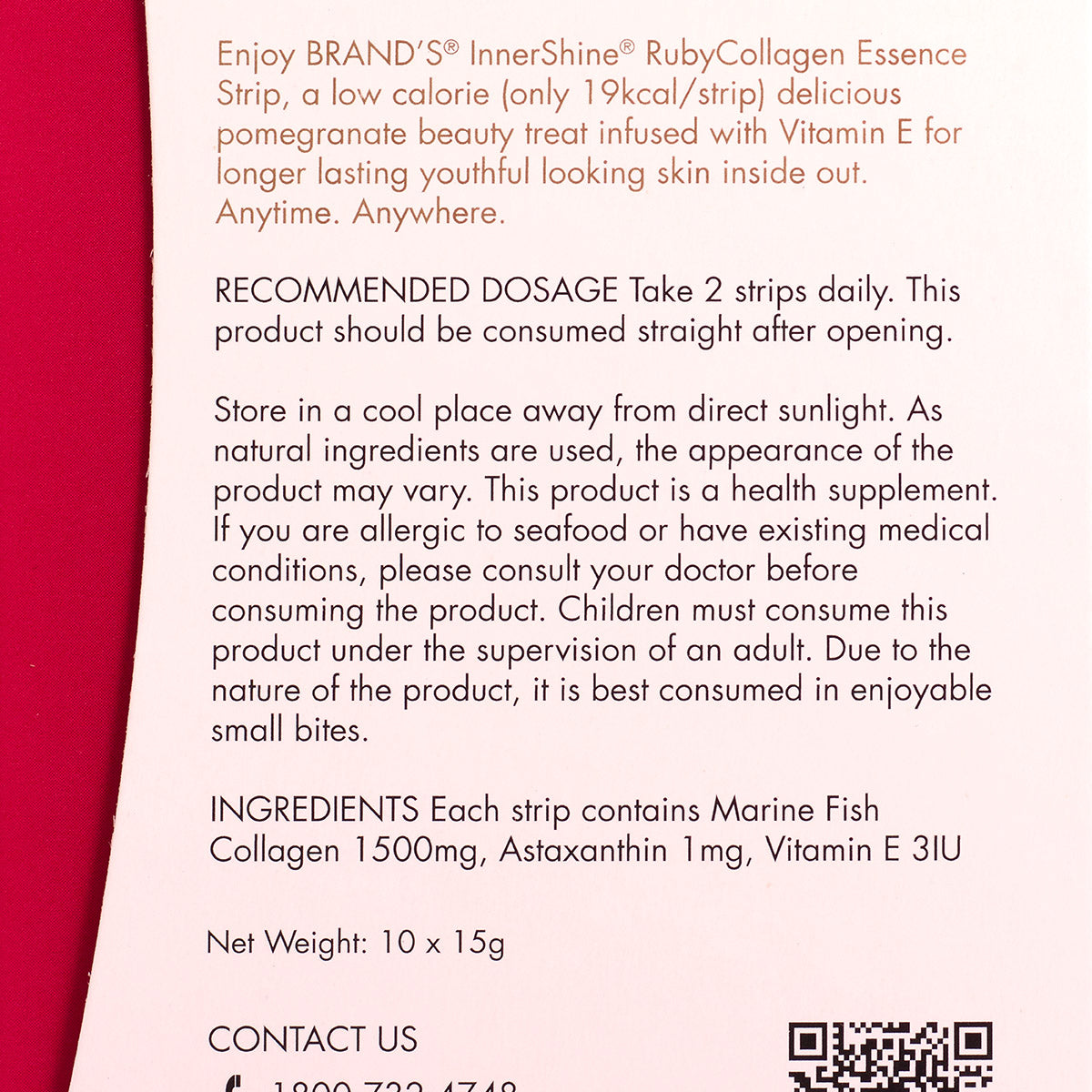 BRAND'S® InnerShine RubyCollagen Essence Strips 10s (EXP: JUN 2027)